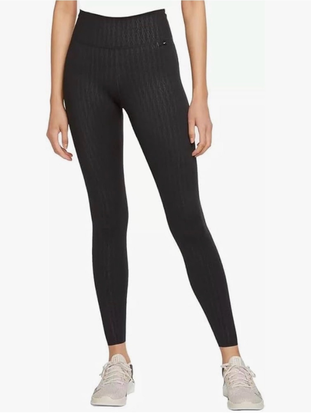 Nike One Luxe Black Geometric Print Mid Rise Dri-Fit Workout Leggings